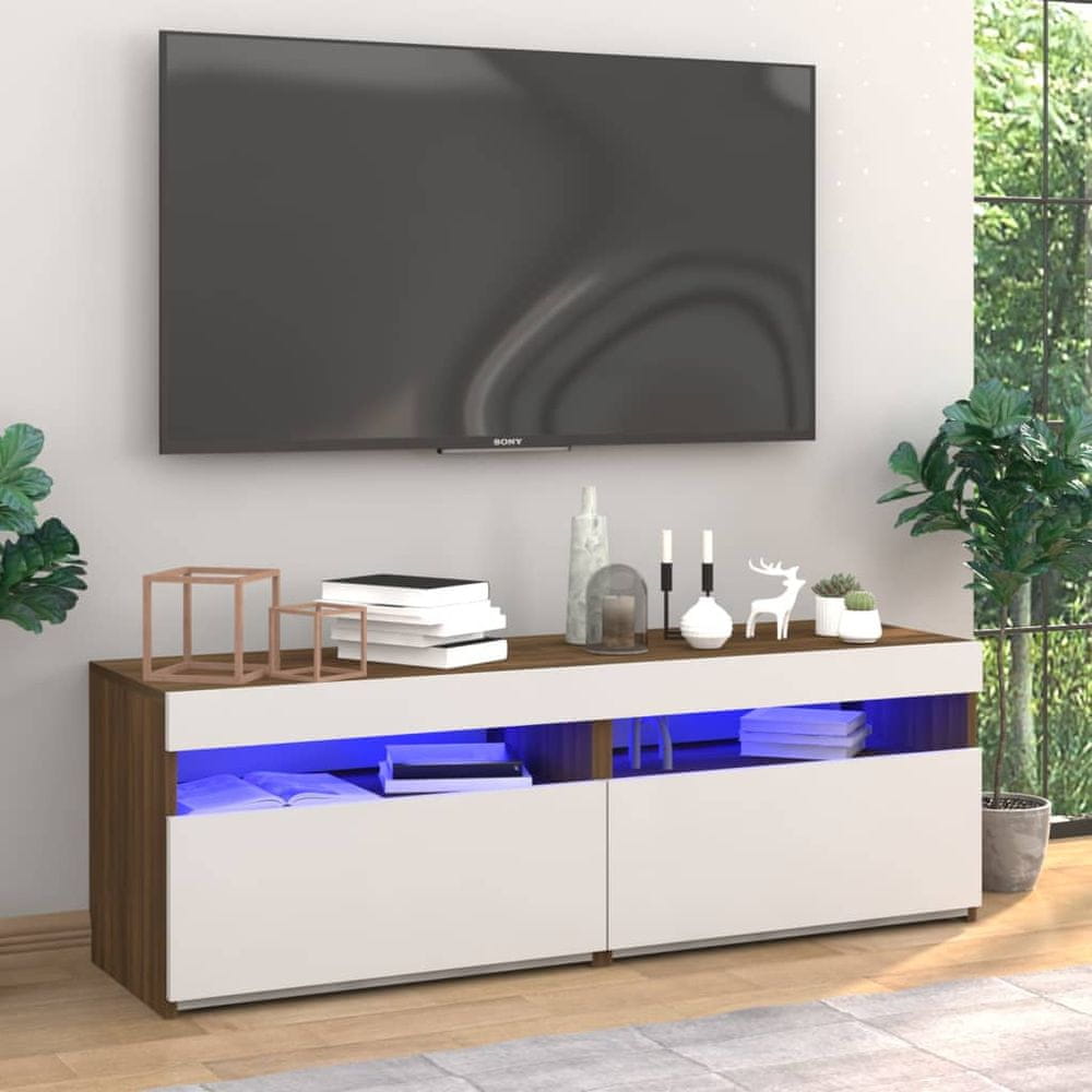 Vidaxl TV skrinky 2 ks s LED svetlami hnedý dub 60x35x40 cm